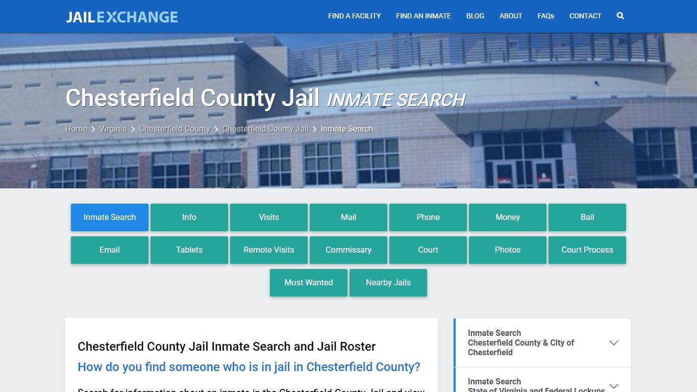 Inmate Search: Roster & Mugshots - Chesterfield County Jail, VA