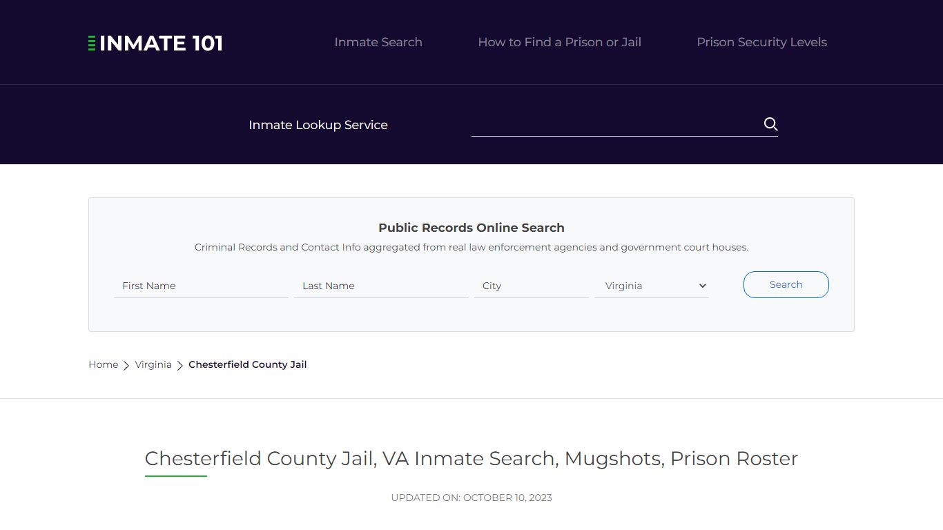 Chesterfield County Jail, VA Inmate Search, Mugshots, Prison Roster