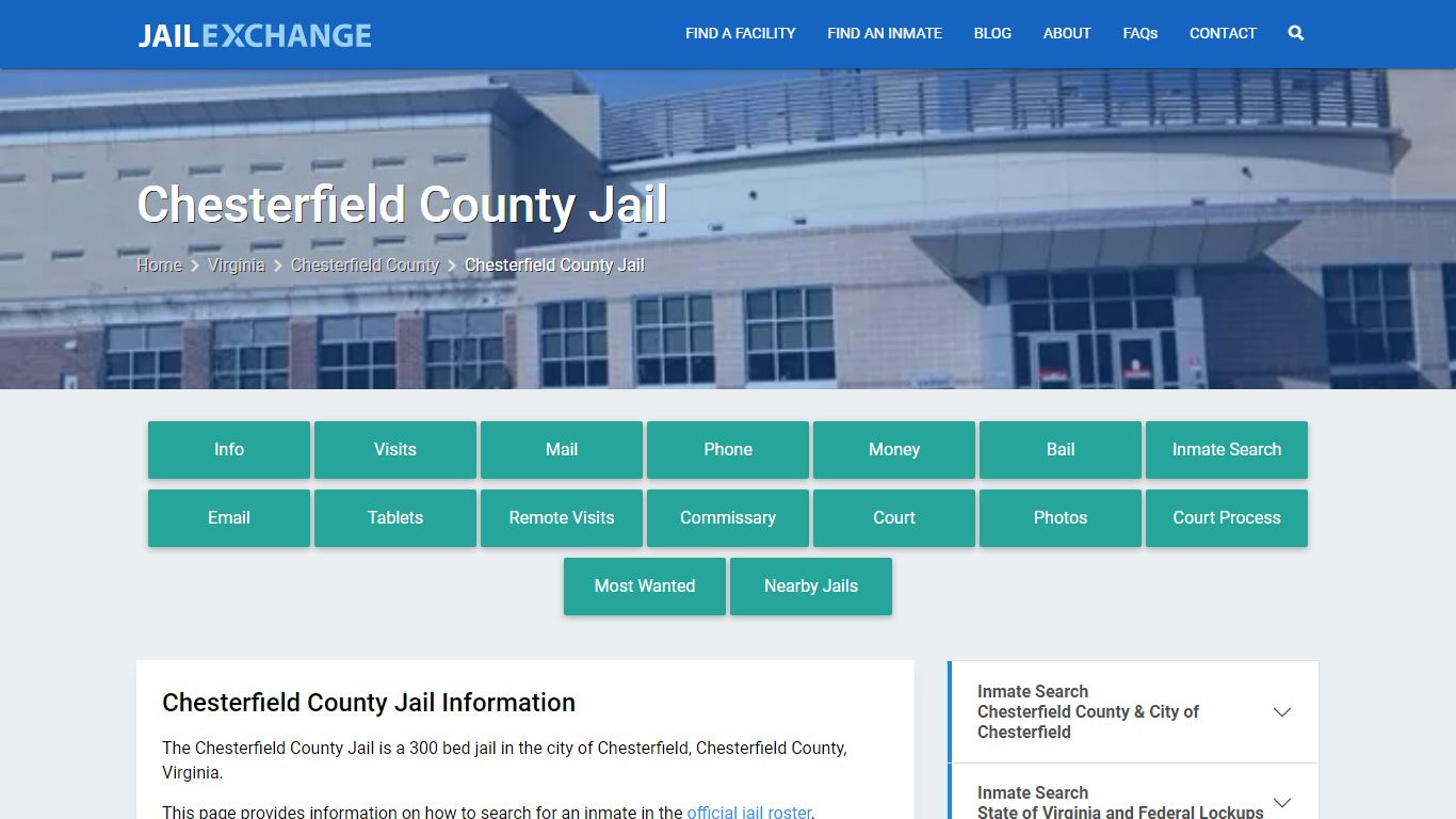 Chesterfield County Jail, VA Inmate Search, Information